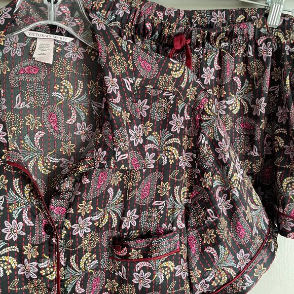 Victoria's Secret Satin Floral Paisley Short Sleeve Pajama Sleep SET Size L - Picture 4 of 16